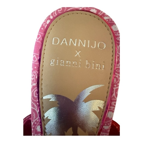 DANNIJO‎ X GB Ankle Wrap Pink Bandana Colorblock Bow Sandals 8 Tropical Vacay - Picture 9 of 15